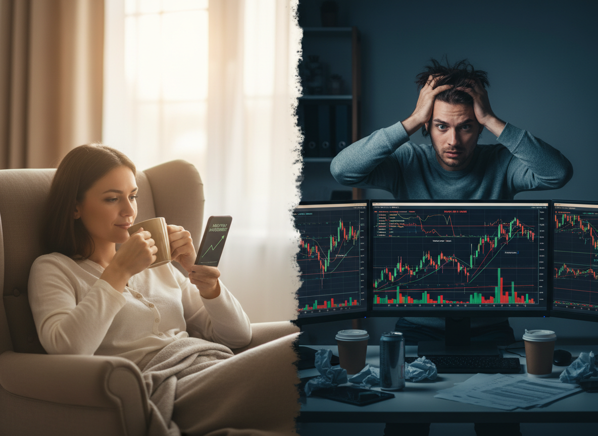 Comparação entre investidor tranquilo com DCA e investidor ansioso à espera do momento certo